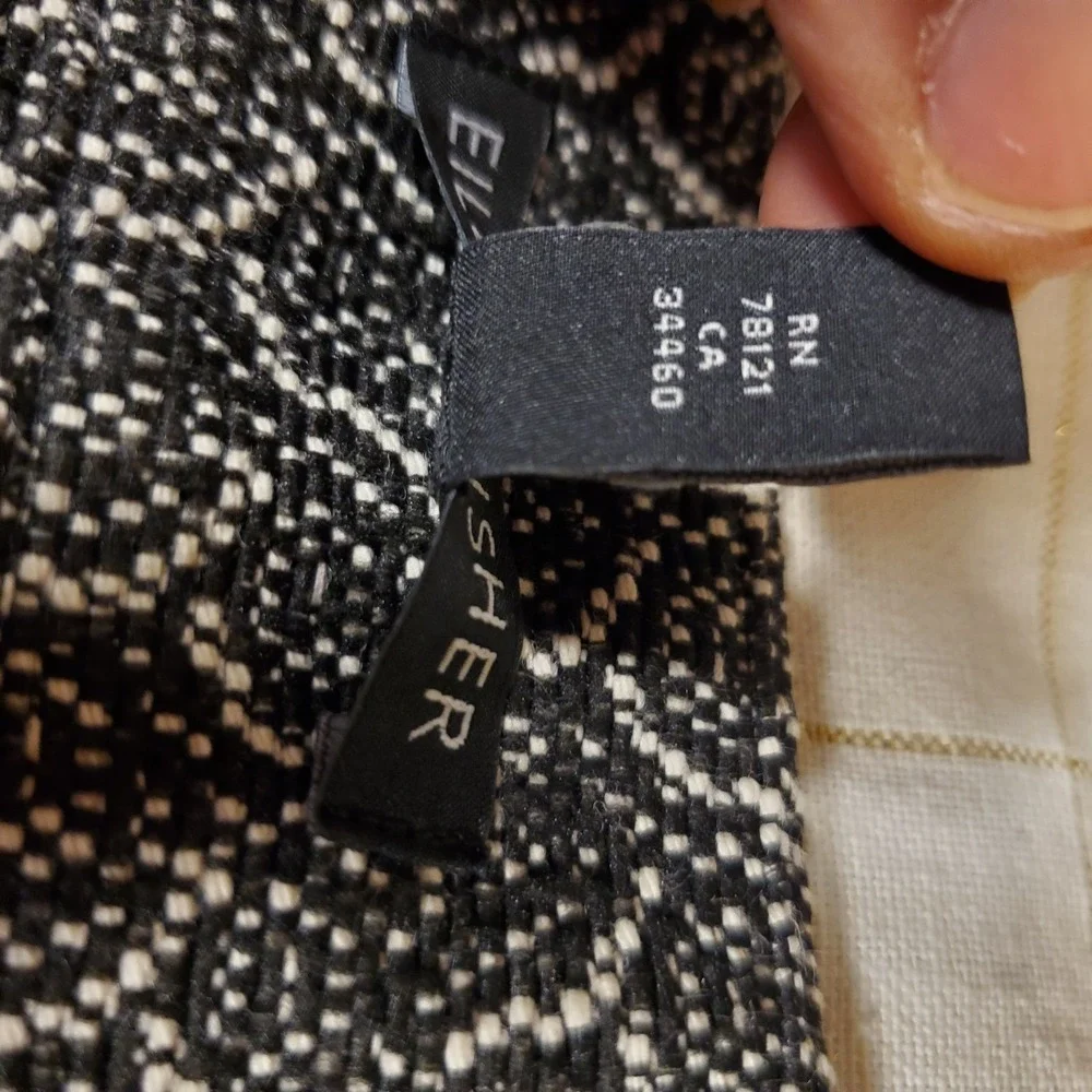 Eileen‎ Fisher Black  White cotton jacket Jacquard Full Zip Jacket Petite Small
